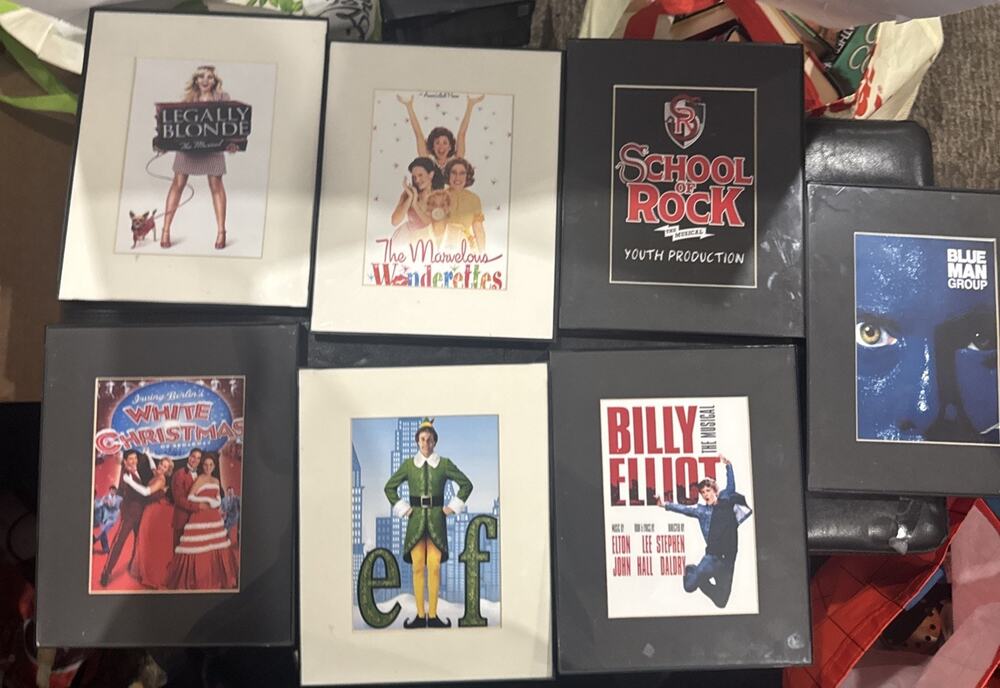 Lot of 7 Framed Broadway Musical 8x10 Prints Blue Man Elf Billy Elliot Rock